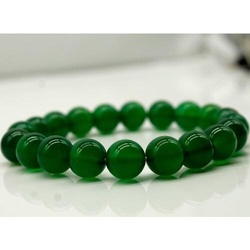 Natural Green Agates Strand Bracelets Round Beads Ornaments Men and Women Energy Jewelry for Lovers Christmas Gift New
