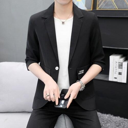 DYB&ZACQSummer casual short-sleeved suit mens British fashion swingers handsome seven-point mid-sleeved suit mens jacket M-3XL