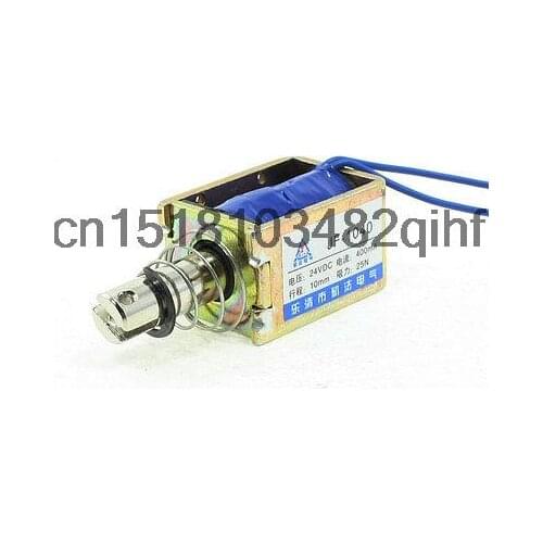 DC 24V 400mA Push Pull Type Open Frame Solenoid Electromagnet 10mm 25N 5.5LB