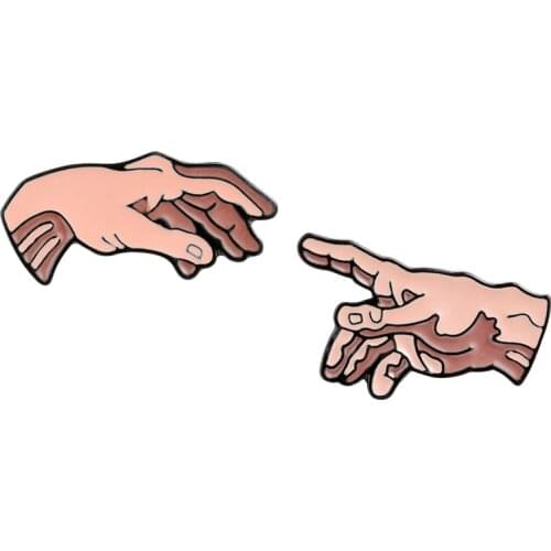 Hands of God and Adam Lapel Pin Enamel Brooches World Masterpiece Pin for Clothes Backpack Badges Art Jewelry Gift Friends Kids