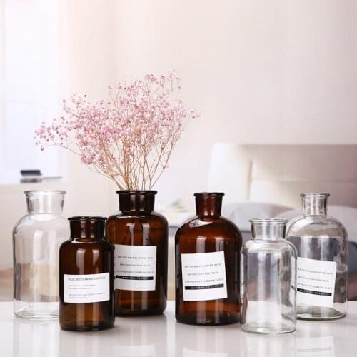 Europe glass vase brown transparent terrarium glass containers vases flower pot decoration home modern decorative accessories