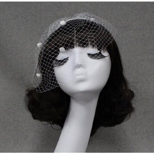 European retro bridal veil beads and comb accessories blush veil formal banquet and wedding woman headdress