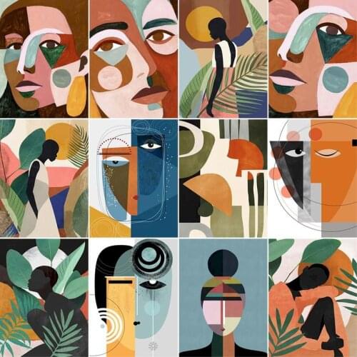 GATYZTORY Colorful Abstract Woman Figure Painting By Numbers Kits For Adults Hand Made Diy Gift Modern Home Wall Decoration