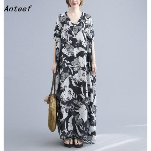 Cotton satin vintage floral dresses for women casual loose maxi long woman sun summer beach dress elegant clothes 2021