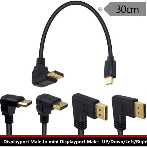 ERE DP DisplayPort Male 90 Degree to Mini DP DisplayPort Male Cable for Displays Monitors