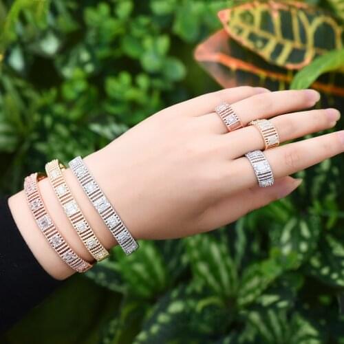 Kellybola Luxury High Quality Hollow Bracelet Ring Set Ladies Full Cubic Zirconia Banquet Party Anniversary Performance Jewelry