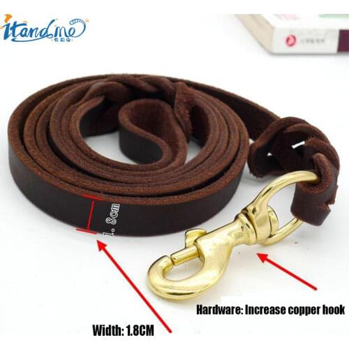 Big Dog Leash High-end Cowhide Leather Leash Dog Handmade Durable Pet Leash For Large Dogs Dog Rope leash Brass-platedDog-Leash