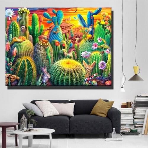 Kufwkey Diamond Painting"Cactus"Full Drill Square Diamond Mosaic Flower Rhinestones Embroidery Cross Stitch Diy Handmade Gift
