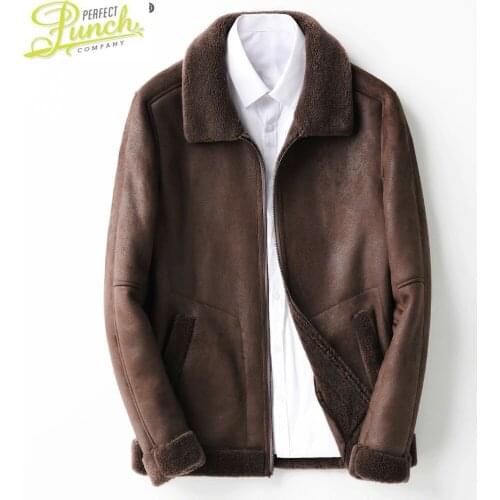 Jacket Real Sheep Winter Shearling Fur 100% Wool Coat Men Streetwear Jackets Plus Size 6xl Veste KFS18M218 MY2048