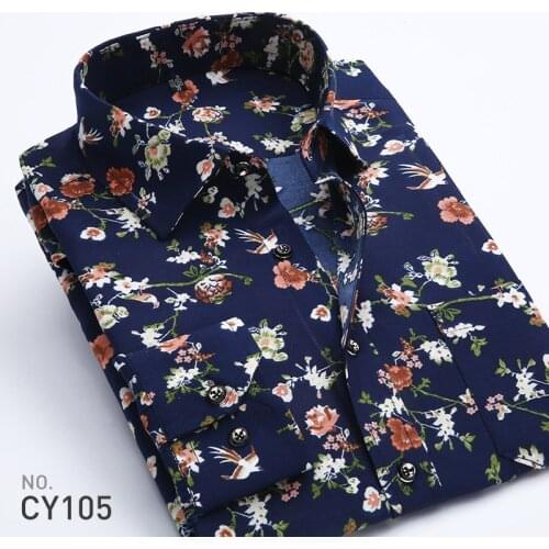 Quality 2021 Retro Floral Printed Man Casual Shirts Fashion Classic Men Dress Shirt Breathable Mens Long Sleeve Brand Clothing