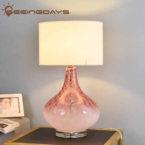 Pink Clear Crystal Table Lamp Led Desk Lamp For Bedroom Living Room 220v 110v Led Bulb Home Decor Crstal Base EU Plug Free Ship