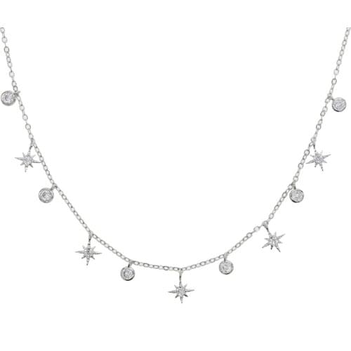 2020 New Luxury Northstar Star Charm Statement Necklaces Christmas Gift Necklace Fashion Jewelry Pave Cz for Women 35+10cm size