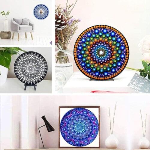 2021 New 8pcs Black Round Cardboard Mandala Painting Paper DIY Cardboards Art Supplies