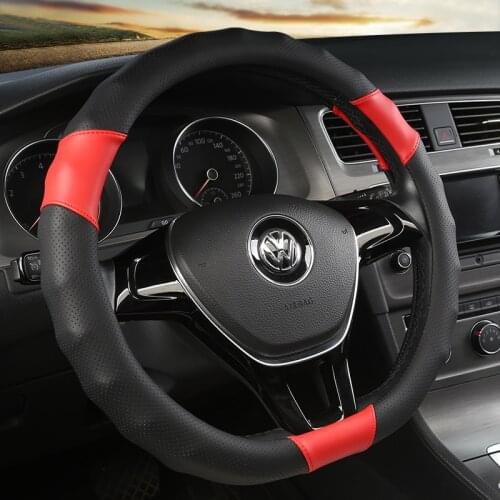 New D Shape Steering Wheel Cover for VW Golf 7 Polo 2014-2019 Scirocco Jetta 6 2017-2019 Santana 2016-2018 Auto Accesorioss