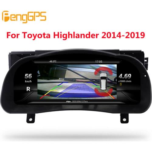 Digital Dashboard Panel For Toyota Highlander 2014-2019 Virtual Instrument Cluster Cockpit LCD Speedometer Multimedia Unit GPS