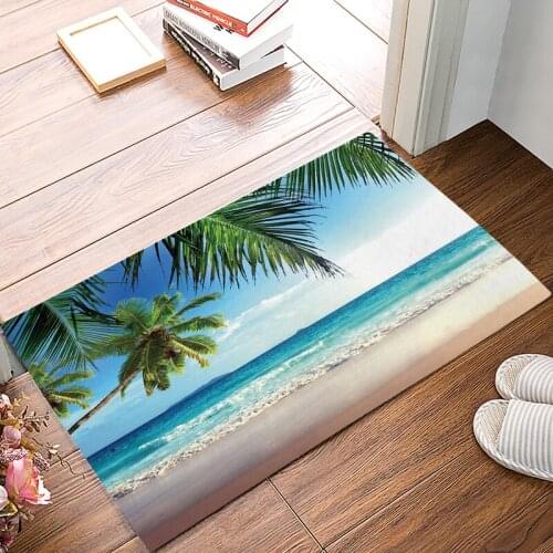 Beach Coconut Tree Wave Sky Bathroom Accessories Set Boot Shoes Scraper Water Absorbent Floor Carpets Area Runners Personalized