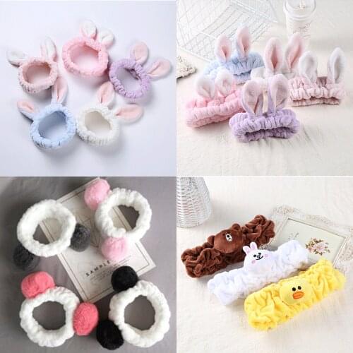 Wash Face Hair Holder Hairbands Soft Warm Coral Fleece Bunny Ears Headband For Women Girls Turban Fashion Hair Accessories