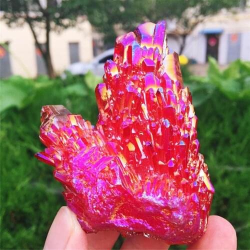 Rare and beautiful red flame halo quartz crystal cluster specimen pineapple cluster crystal color is superb