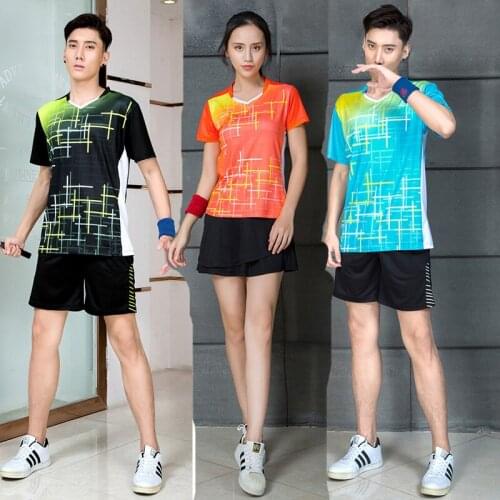 Badminton shirts men/women,short-sleeve quick-dry breathable sport clothes game training tennis shirts,ping pong t-shirt 9906