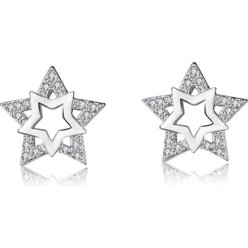 925 Sterling Silver Star Charm Piercing Stud Earring For Women Girls Jewelry Pendientes Accessories eh951