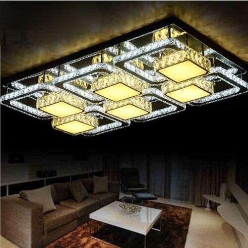 Modern LED rectangular living room lamp K9 crystal ceiling lamp atmospheric creative living room lamps led lighting fixture lamp
