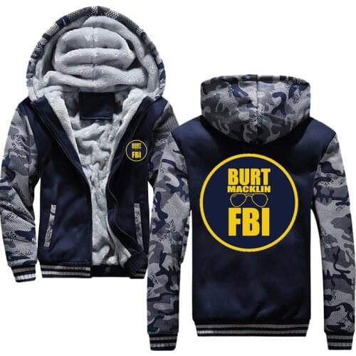Burt Macklin FBI Men Hoodies Winter Thick Warm Fleece Zipper Mens Hoodies Coat Sportswear Male Streetwear Hooded Sweatshirt Men
