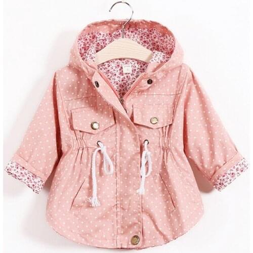 2018 Spring Girls Jackets And Coats Girls Winter Clothes Kids Parkas Hooded Baby Girl Warm Outerwear Polka Dot Childrens Coats