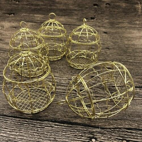 1pcs Mini Metal Gold Vintage Retro Bird Cage Candy Boxes Baby Shower Favor Gift Box For Guests Party Birthday Souvenir