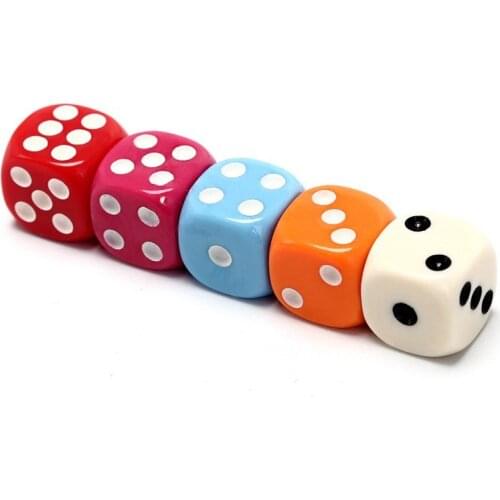 10pcs/set acrylic colorful d6 dice,6 sided gambling small dice for sale, white,red,pink,orange, blue 5 colors wholesales 14mm