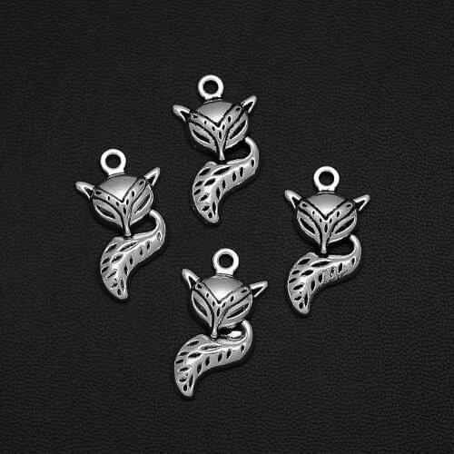 10pcs/Lots 13x24mm Antique Silver Plated Fox Charms Alloy Metal Animals Pendant For Handmade Diy Tibetan Jewelry Making Findings