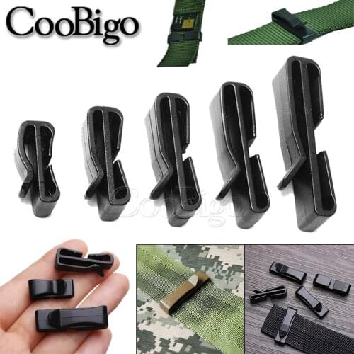 10pcs Slip Keeper Belt Loop Slider Buckle Clip Plastic Black Adjustable for Outdoor Backpack Webbing Strap 20/25/32/38/50mm