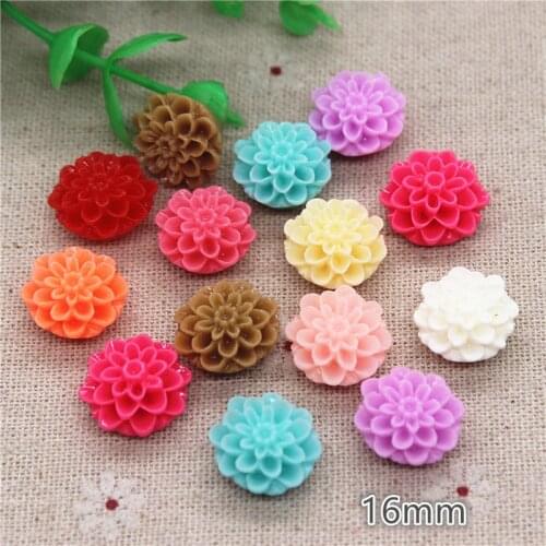 30PCS 16mm Mix Colors Resin Melaleuca Flowers Flatback Cabochon Embellishment Accessories DIY Craft Scrapbooking