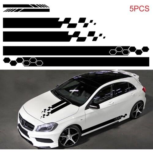 5Pcs Car Body Decal Racing Rally Sticker For Hood Roof Mirror Sticker Trunk Stripe Racing Sports