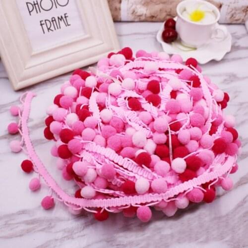 5Yards Colorfuly Tiny Lace Pompom Trim 10-12mm Pom Trim Sewing Decoration Ribbon Ball Fringe Fur Craft DIY Materials