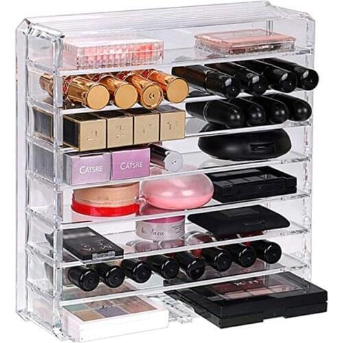 8-layer Makeup Organizer Cosmetics Powder Storage Box Acrylic Lipstick Display Stand Blush Eyeshadow Plastic Box Removable