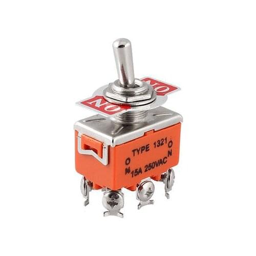AC 250V 15A 6 Screw Terminals O/O 2 Position DPDT Toggle Switches