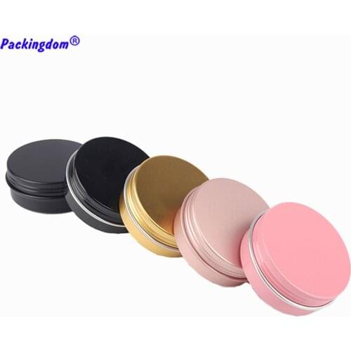 50pcs Empty Aluminum Jar Tin Cream Pot Cosmetic Bottle Refillable Packaging Containers Ointment Box Screw 60g Thread Lids