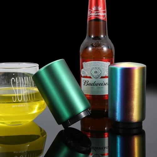 Automatic Beer Bottle Opener Magnet Beer Opener Stainless Steel Push Down Opener Wine Beer Soda Cap Opener Kitchen Accessories