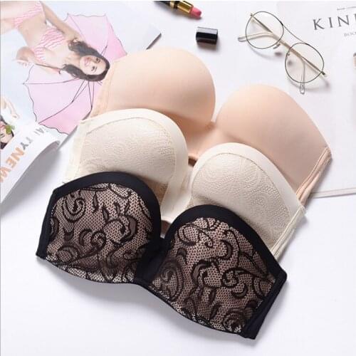2019 Sexy Gathering Invisible Bras Bralette Underwear Women Push Up Strapless Bra Wedding Brassiere Underwired Back Band Bras