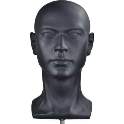 Bolihair PVC Black Men Wig Stand Head Training Head Mannequin With Ear Male Dummy Head
