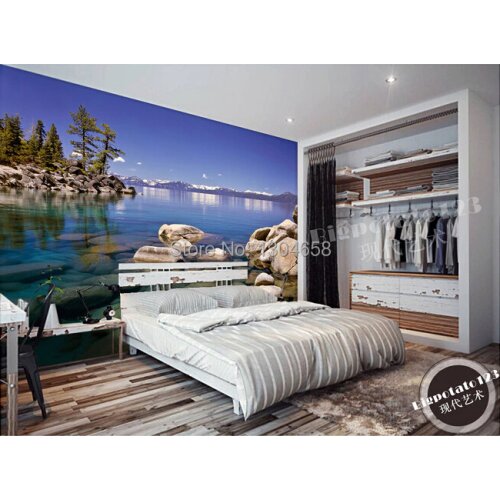 Custom photo wallpaper, distant snow-capped mountains forest reefs lakes wallpaper, the sitting room the bedroom TV wall murals