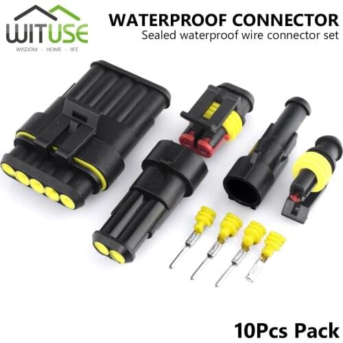 Sealed Car 1/2/3/5/6 Pin Way Waterproof Electrical Wire Connector Plug 10Pcs Electrical Cable Wire Connector Terminal Kit x10