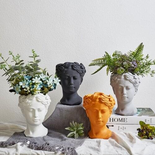 Greek flower pot Venus Goddess Statue Portrait flower vase for decoration Vase head Ornament home decor vases for flowers