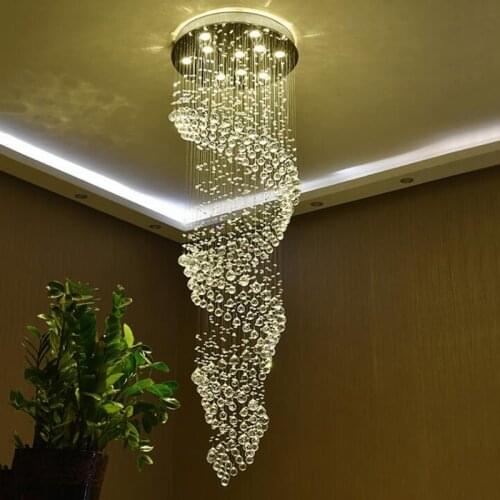 SHIJIA Modern Crystal Chandelier for Spiral Interior Design Ladder Luxury Corridor LED Crystal Chandelier