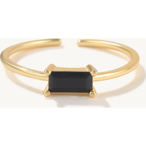 CANNER Hot Finger Rings for Women 925 Sterling Silver Ring Wedding Engagement Gift Rectangle Zirconia Crystal Jewelry Thin Rings