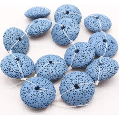 26mm Blue Volcanic Lave Stone Round Loose beads 15",Min.Order $10,we provide mixed wholesale for all items