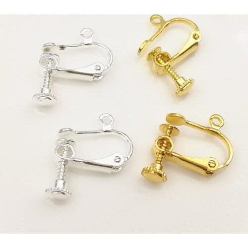 50 pcs/lot Brass Ear Clip Silver Color/Antique Bronze/White K/Gold color/Kc Gold Earring DIY Jewelry Accessories Findings