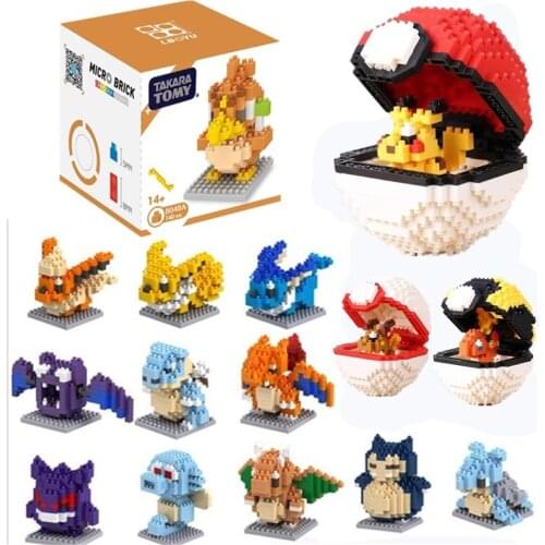 Micro Building Block Cartoon Kawaii Poke Anime Ball Set Pikachued Diamond Mini Building Blocks Pokemon Bricks Toys Game
