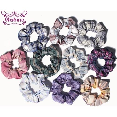 Sweet Plaids Fabric Large Intestine Hair Ring Japanese Animation Girls Headwear Highly Elastic Ponytail Hairband Birthday Gifts