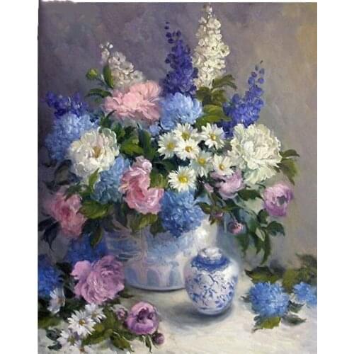 DIY Blue Pink Flower 5D Square/Round Full Diamond Painting Cross Stitch Crafts Diamond Embroidery Mural Home Decoration Mosaic